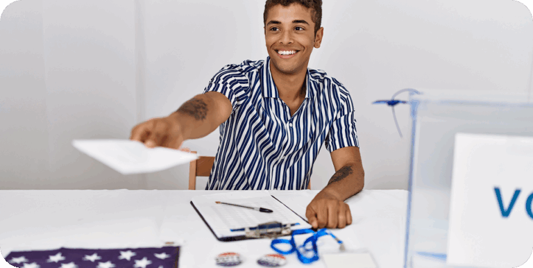 man at table